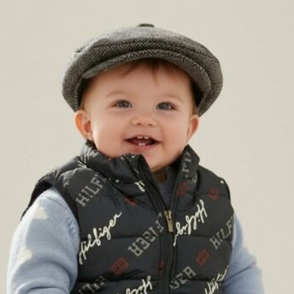 Joe Fresh Black and White Herringbone Flat Cap 0-12 Months